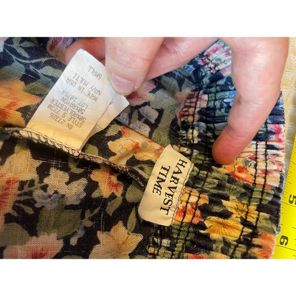 VTG Harvest Time Cottage Core Floral Blue & Pink High Waisted Retro Shorts Small - Picture 8 of 9